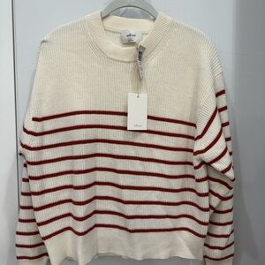 Aritzia Wilfred Cream and Red Striped Sweater